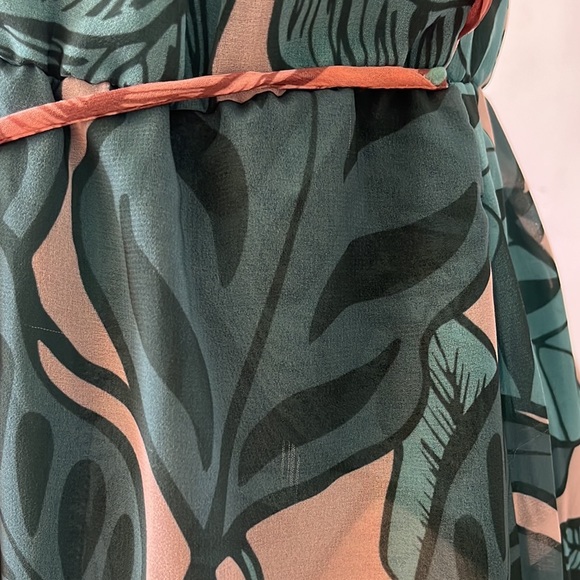 Anthropologie FARM Rio Ruffled Botanical Maxi Dress, Teal/Peach, XS - Picture 13 of 16